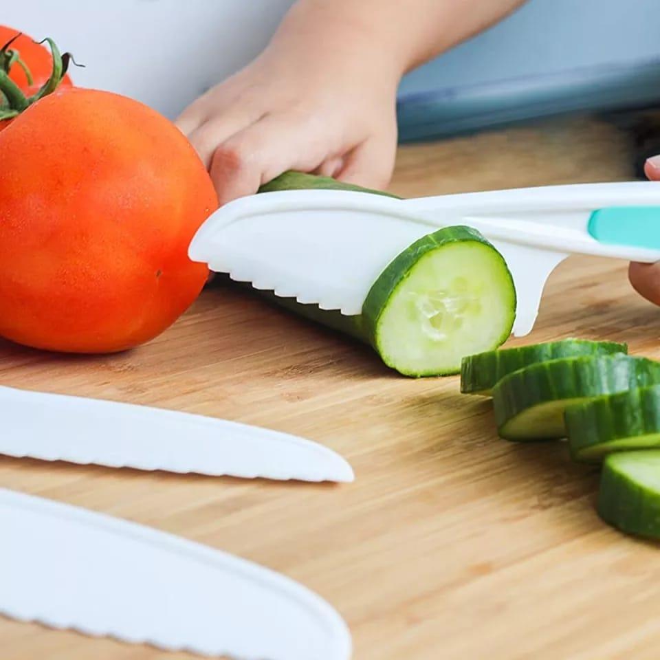 Faca de cozinha segura para crianças coloridas, facas de nylon