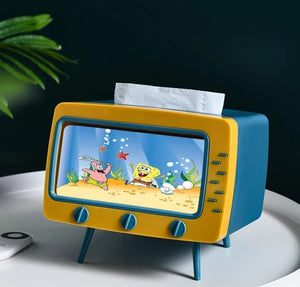 Mini Tv decorativa 2 em 1 - Porta papel e porta celular