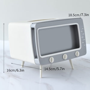 Mini Tv decorativa 2 em 1 - Porta papel e porta celular